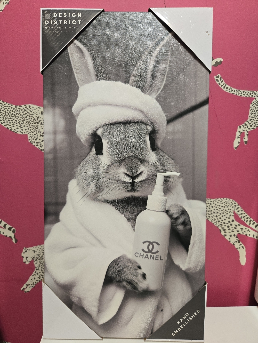 NWT Design District Fashion White & Black Bunny Canvas Wall Art
